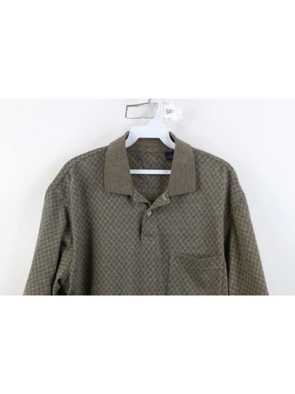 Vintage 90s Streetwear Mens Medium Faded Argyle Diamond Knit Golf Polo Shirt